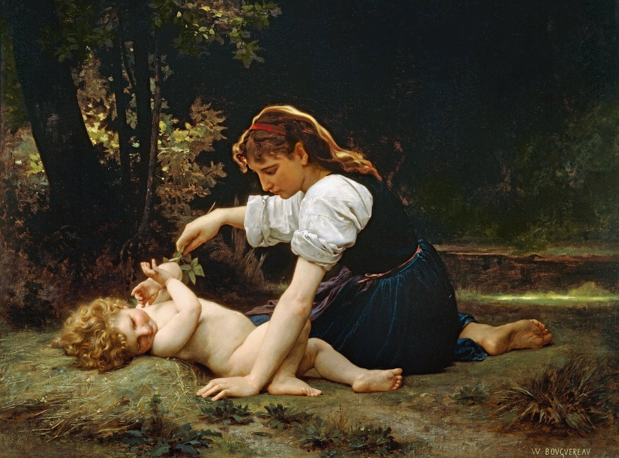 Ung kvinna och barn, 1881 av William Adolphe Bouguereau