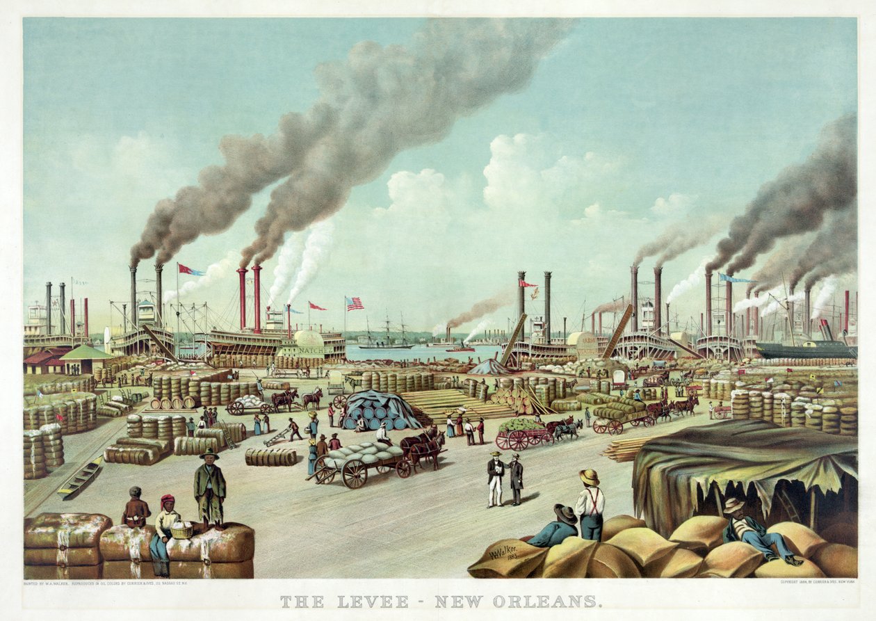 The Levee, New Orleans, pub. Currier & Ives av William Aiken Walker