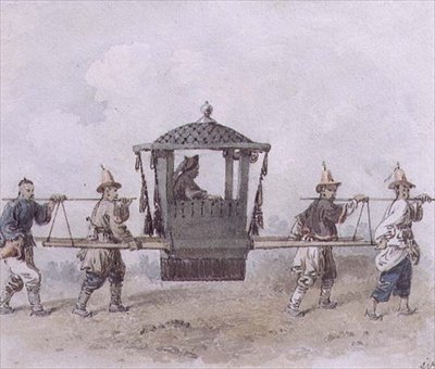 Kinesiska tjänare som bär en Palanquin (akvarell) av William Alexander