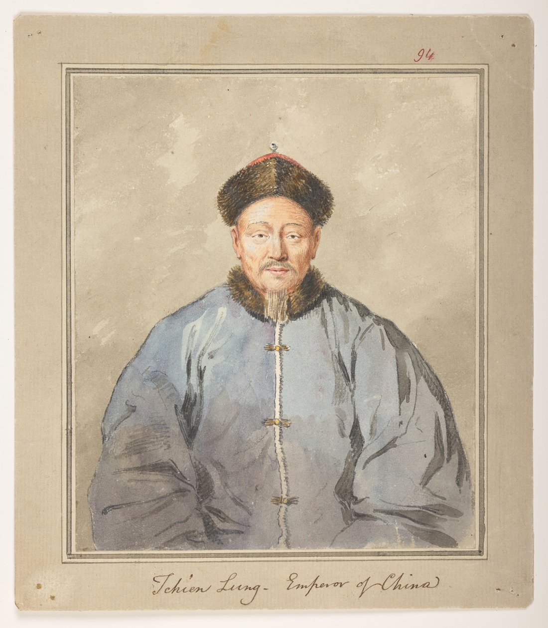 WD 959 avsnitt 1 f.94, Chien Lung, kejsare av Kina, c1793. Porträtt av kejsaren Ch