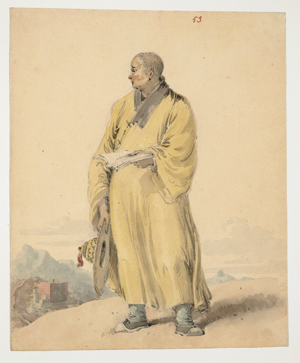 WD 961 f.53, Porträtt av en Lama, eller Bonze av William Alexander