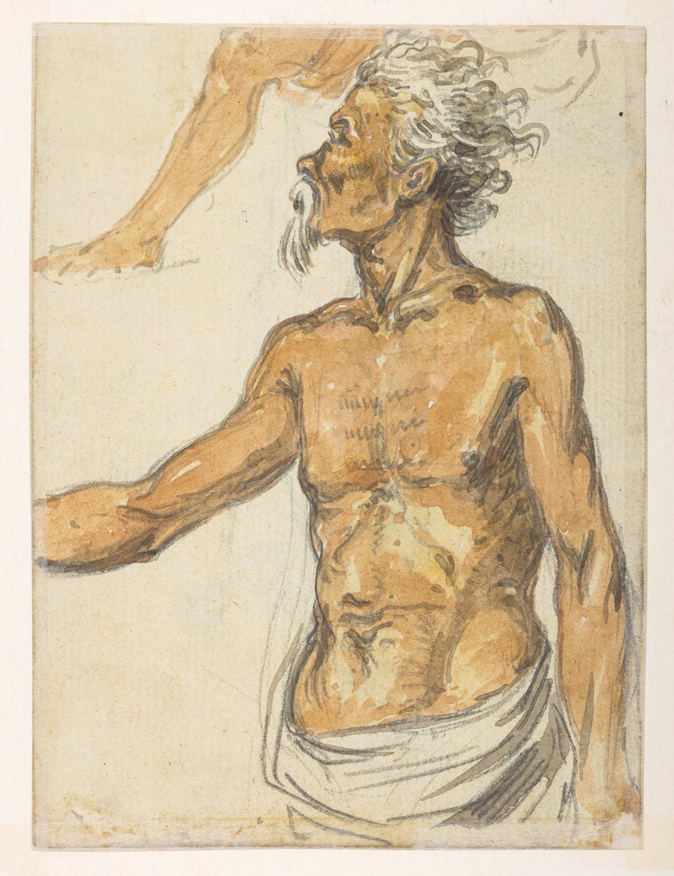 [f.4 24v Äldre man.  från ett album med 372 teckningar av landskap, kustlinjer, kostymer och vardagsliv gjorda under Lord Macartneys ambassad till Kinas kejsare, mellan 1792 och 1794 (penna och akvarell på papper) av William Alexander