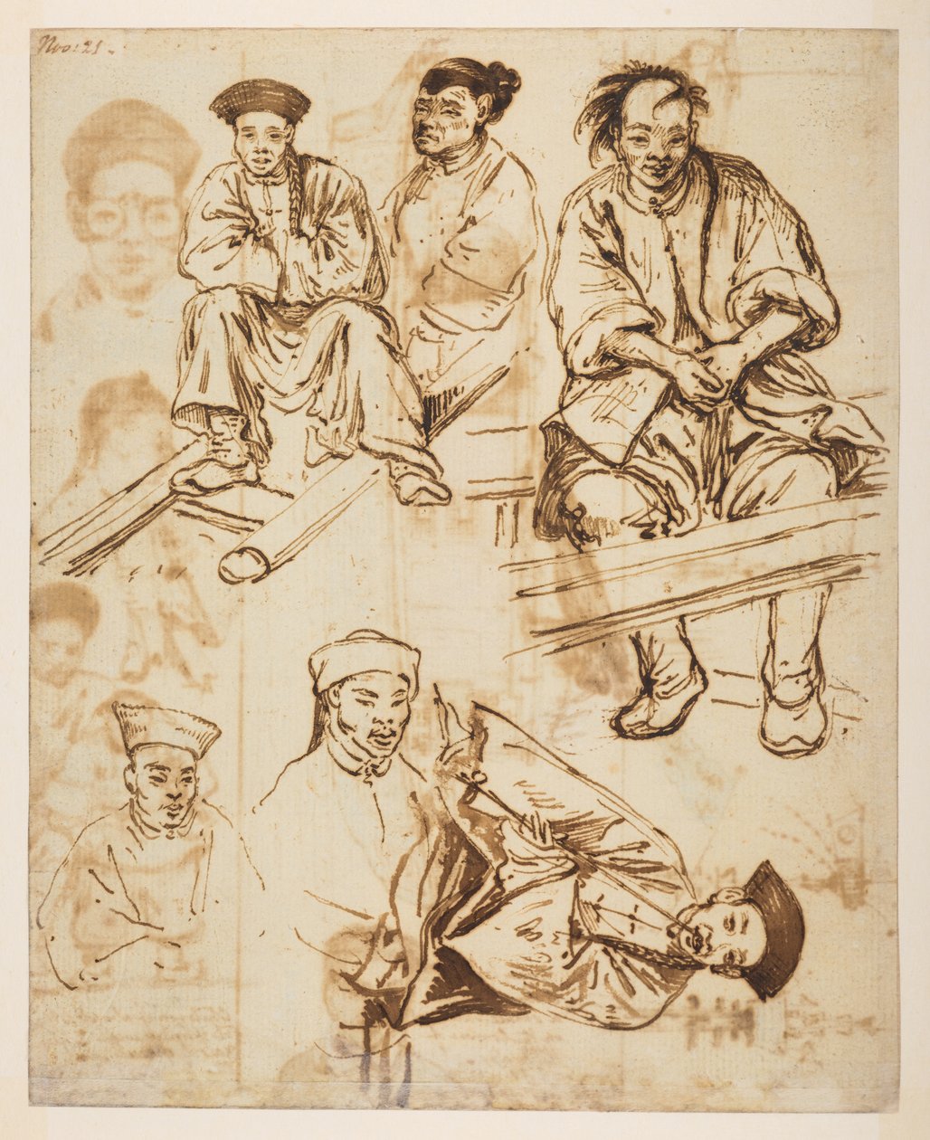 [f.57 140v Figurstudier, kinesiska män. 