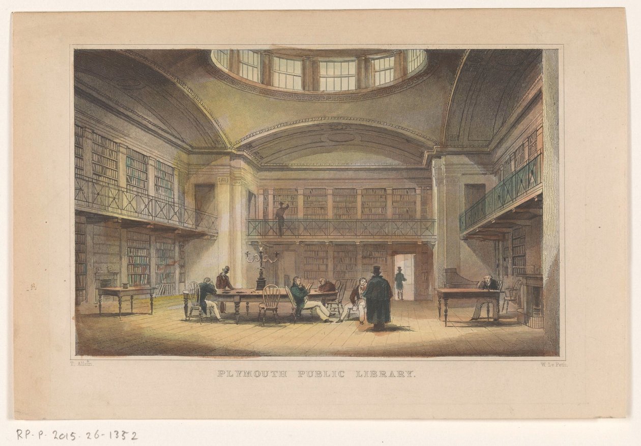 Bibliotheek van Plymouth Plymouth Public Library (titel på objekt) av William Alexander Le Petit