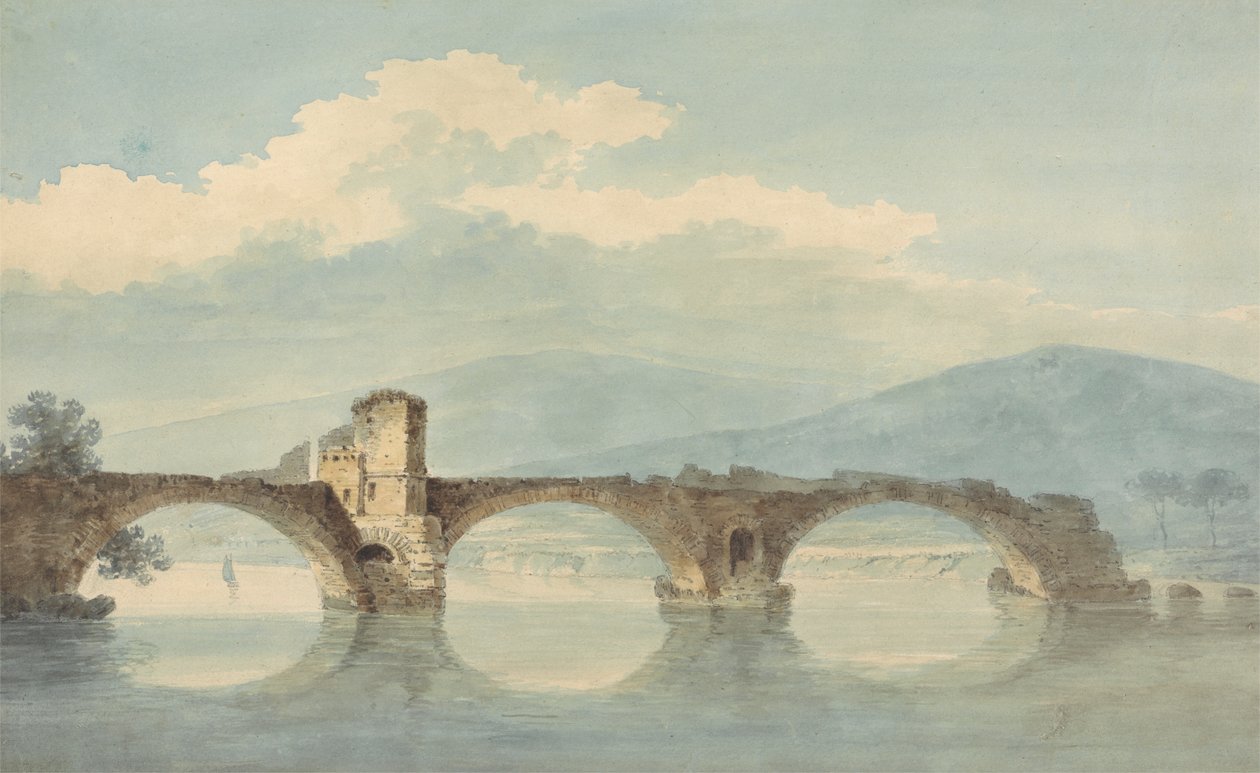 En bro över Arno (?) av William Alfred Delamotte