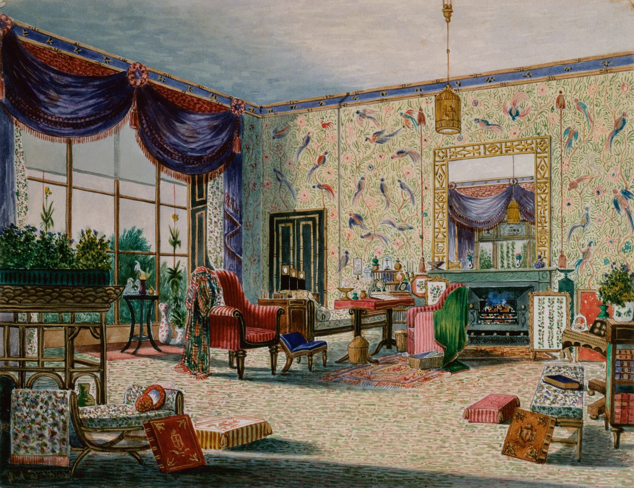 Den kinesiska salongen, Middleton Park, Oxfordshire av William Alfred Delamotte
