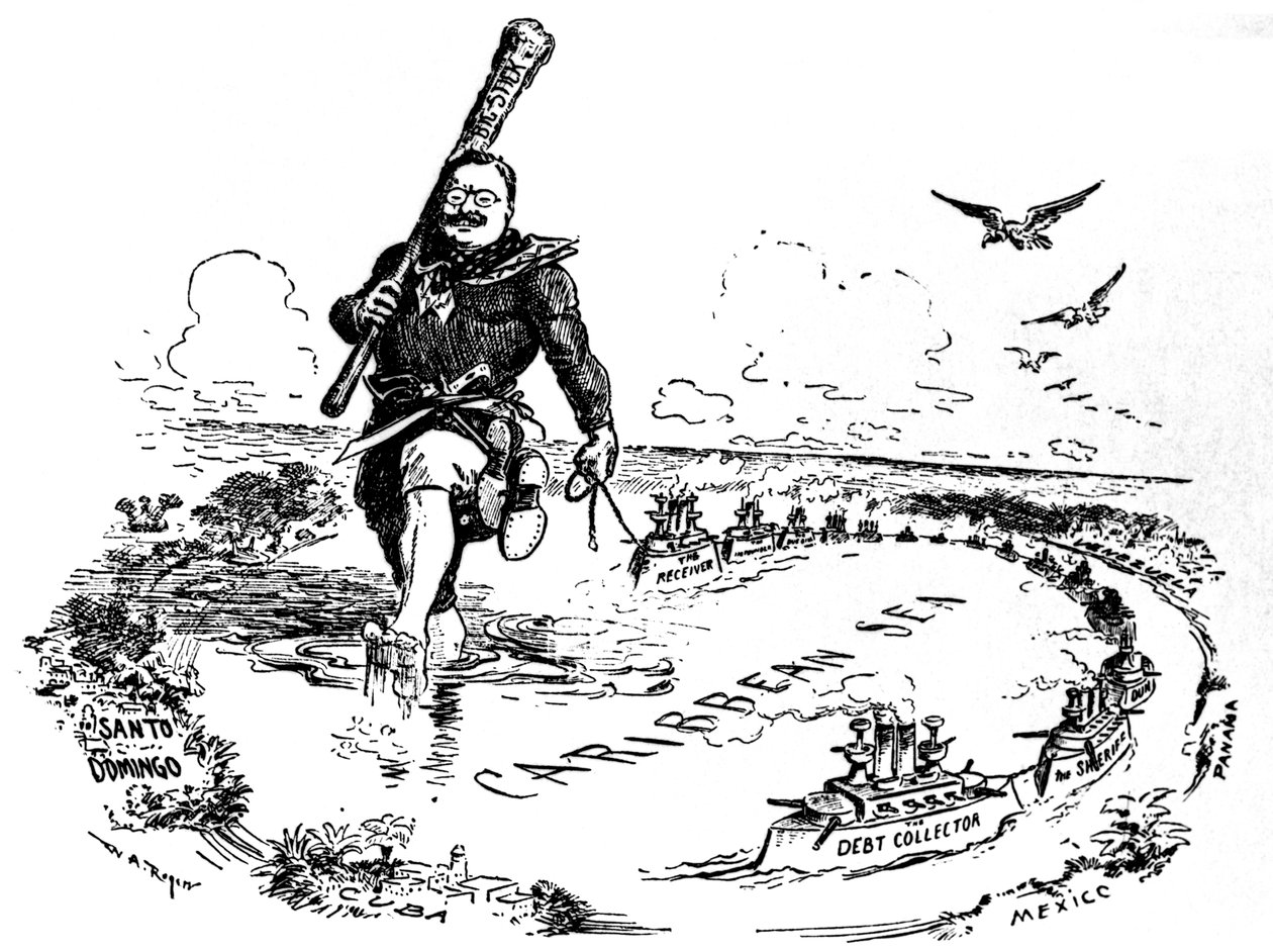 Den stora pinnen i Karibiska havet. Karikatyr av Theodore Roosevelt, 1904 av William Allen Rogers