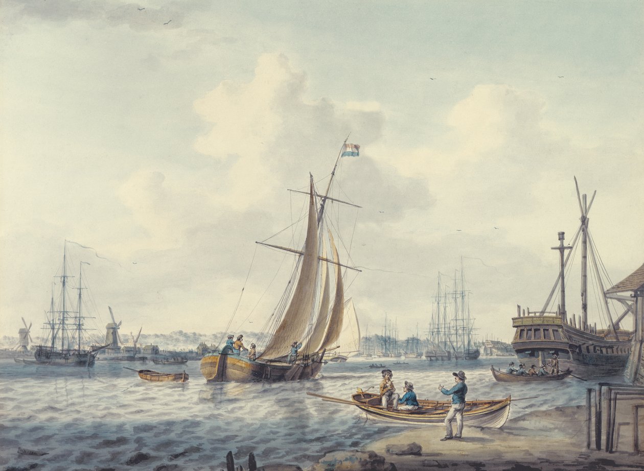 En vy över Greenwich och Deptford som visar Royal Naval College och Royal Dockyard, 1789 (wc) av William Anderson