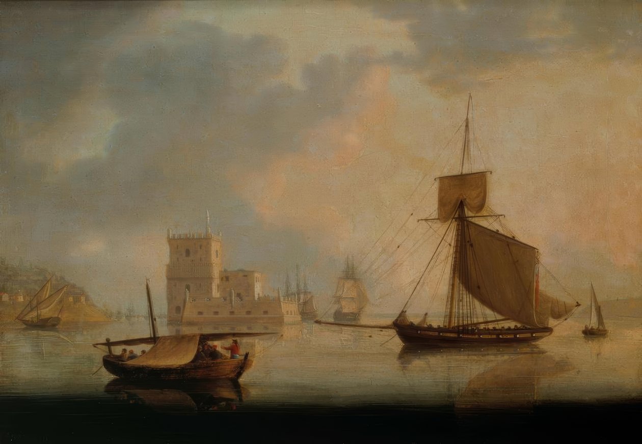 Naval Cutter av Belem Tower vid mynningen av Tejo av William Anderson