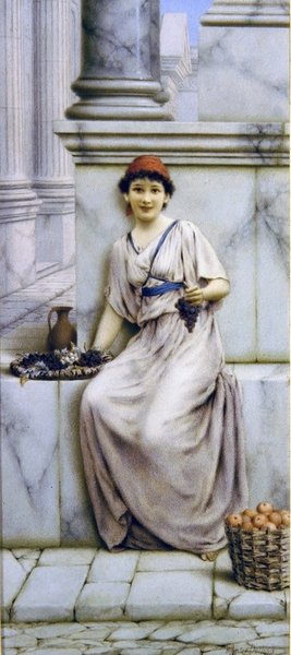 A Roman Fruitseller (akvarell på papper) av William Anstey Dollond