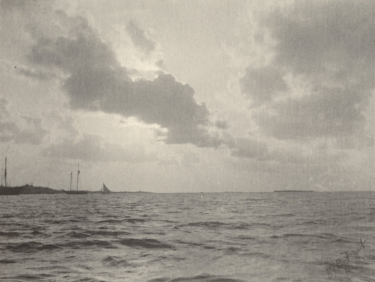 Solnedgång över vatten,1890-tal (foto) av William B. Post