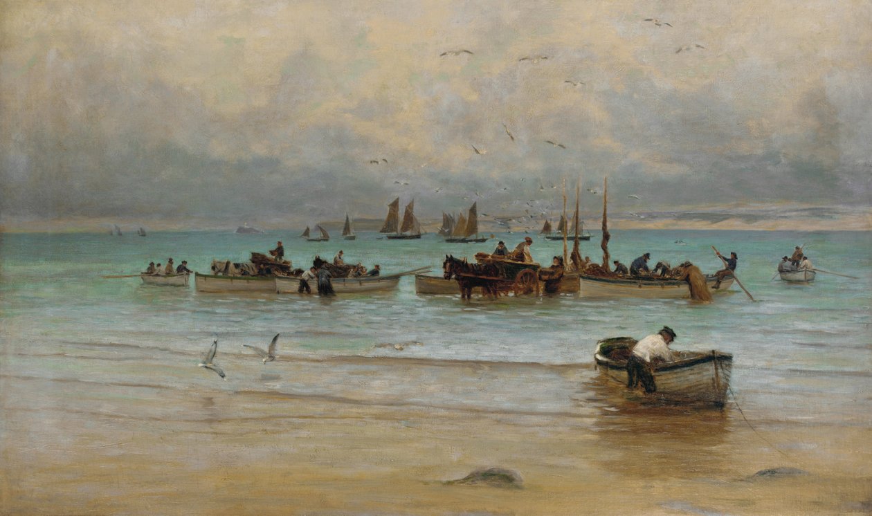 Laddar fisk vid lågvatten, St. Ives av William Banks Fortescue