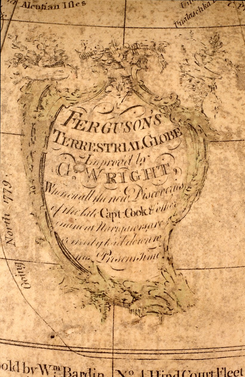 Kartusch i norra Stilla havet, ca 1795 (papier mache, kopparstick, mässing, trä, papper) av William Bardin