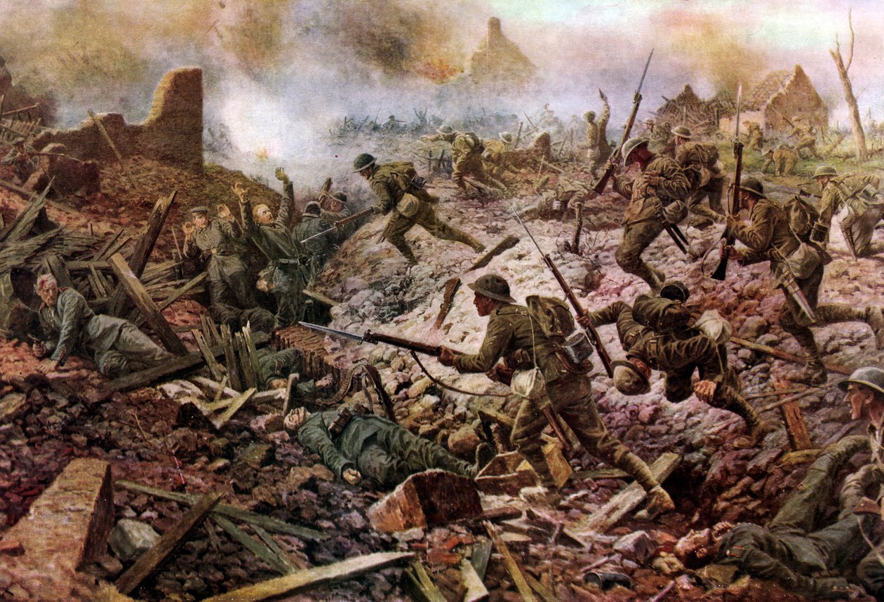 London Territorials i Pozières under slaget vid Somme av William Barnes (after) Wollen