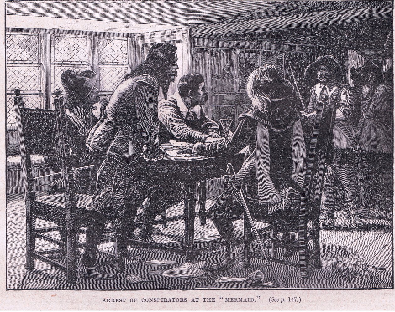 Arrestering av konspiratörerna vid sjöjungfrun AD 1658 av William Barnes Wollen