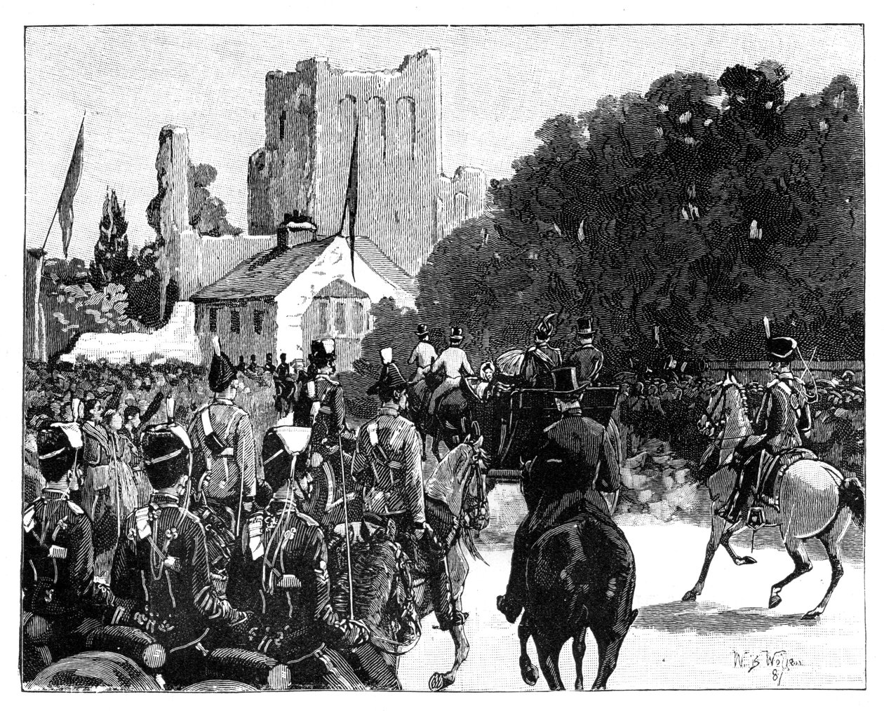 Drottning Victorias ankomst till Kelso, Skottland, 1887. av William Barnes Wollen