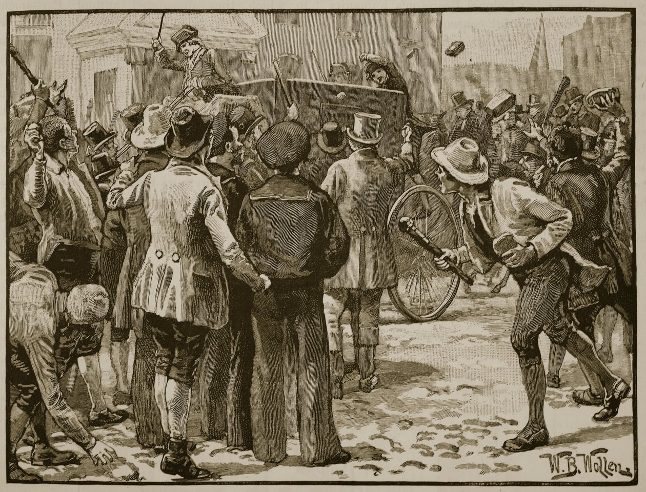 Attack på Sir Charles Wetherell i Bristol, illustration från "Cassell
