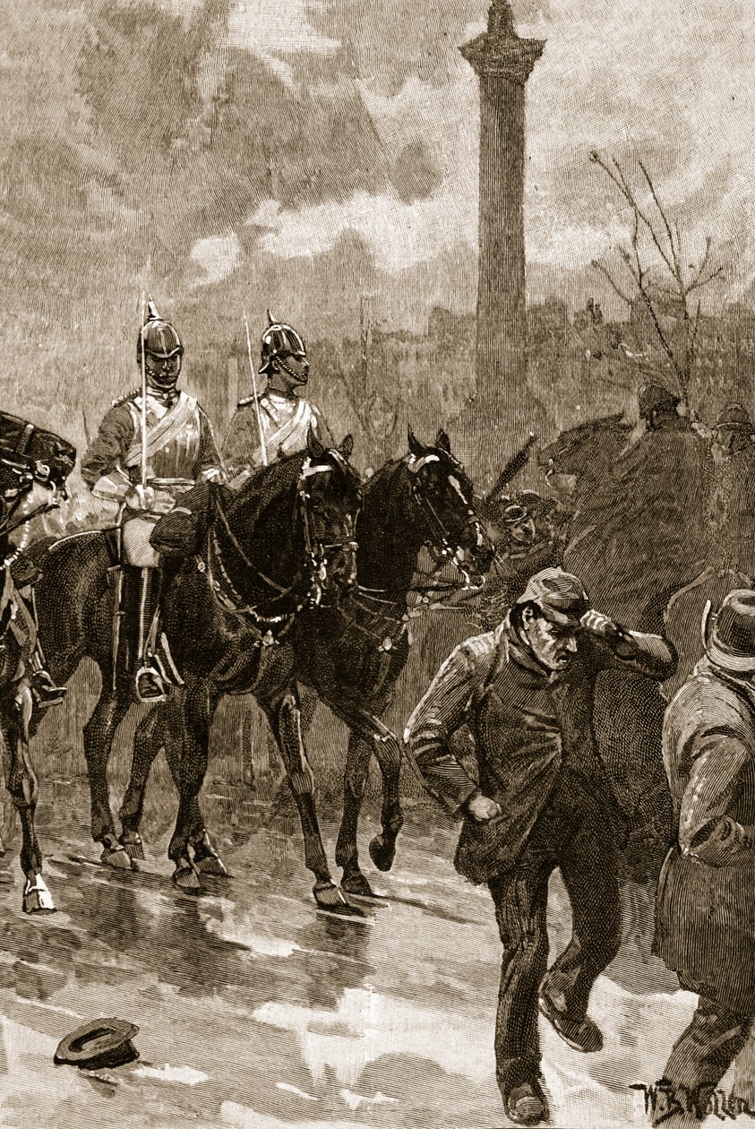 Bloody Sunday: Livvakterna håller Trafalgar Square, 1887, illustration från 