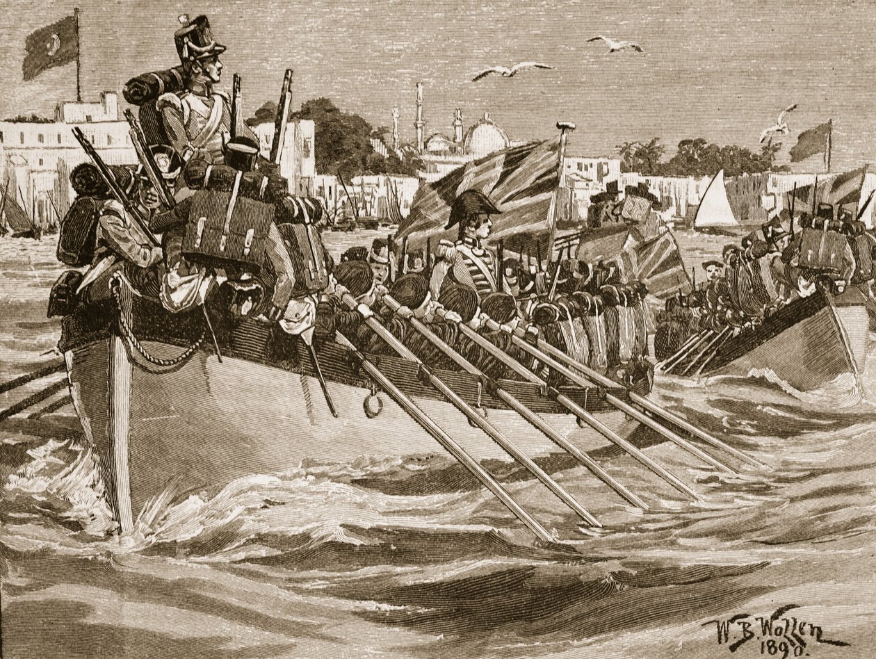De brittiska truppernas avgång från Alexandria, 1807, illustration från "Cassell