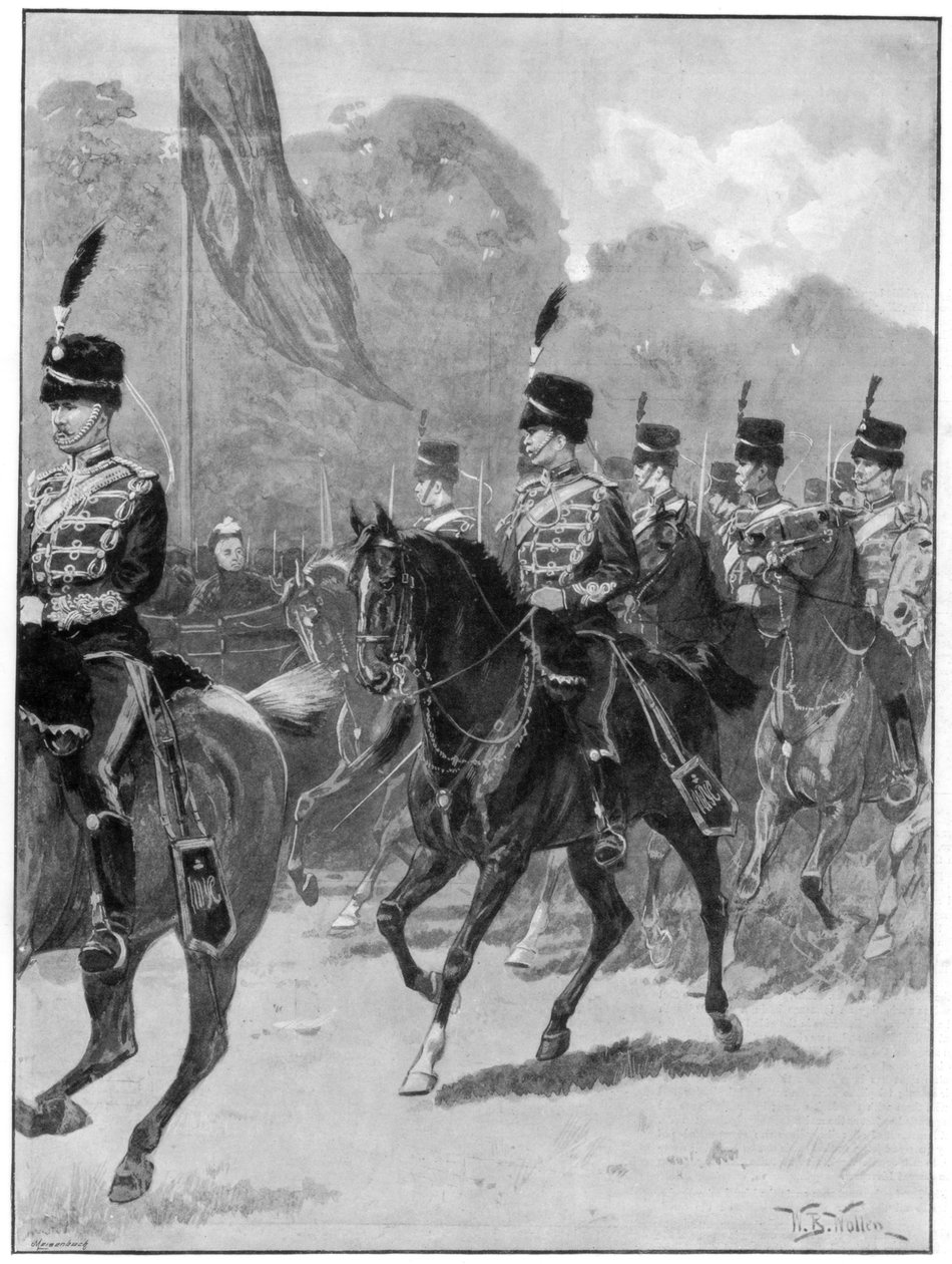 Recension av 1st Yeomanry Brigade av drottningen i Windsor Park, 1894. av William Barnes Wollen
