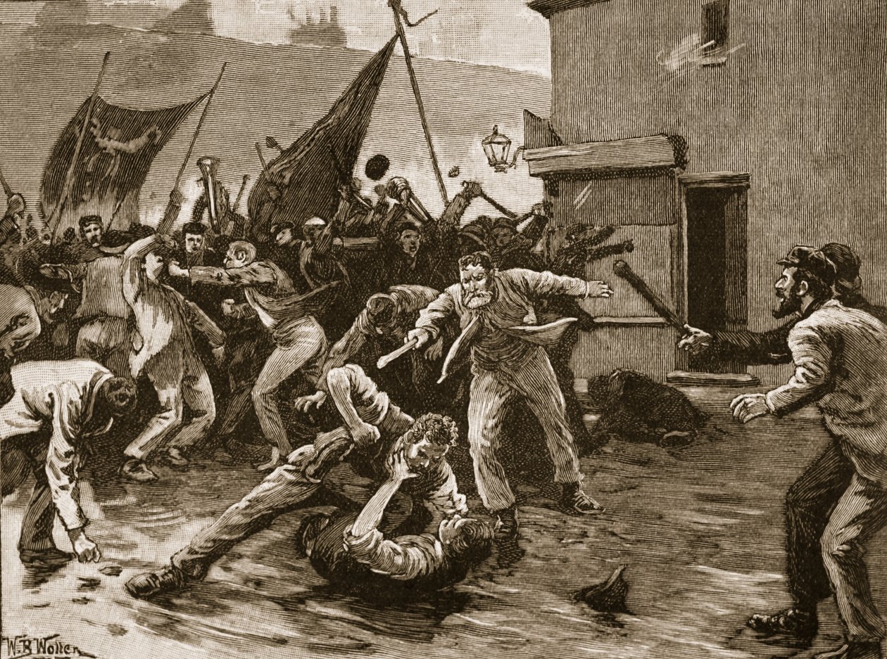 Rioting in Belfast, 1886, illustration från "Cassell