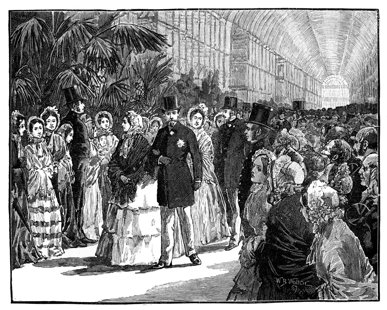 Kungligt och kejserligt besök i Crystal Palace, 1850-talet, c1888. av William Barnes Wollen