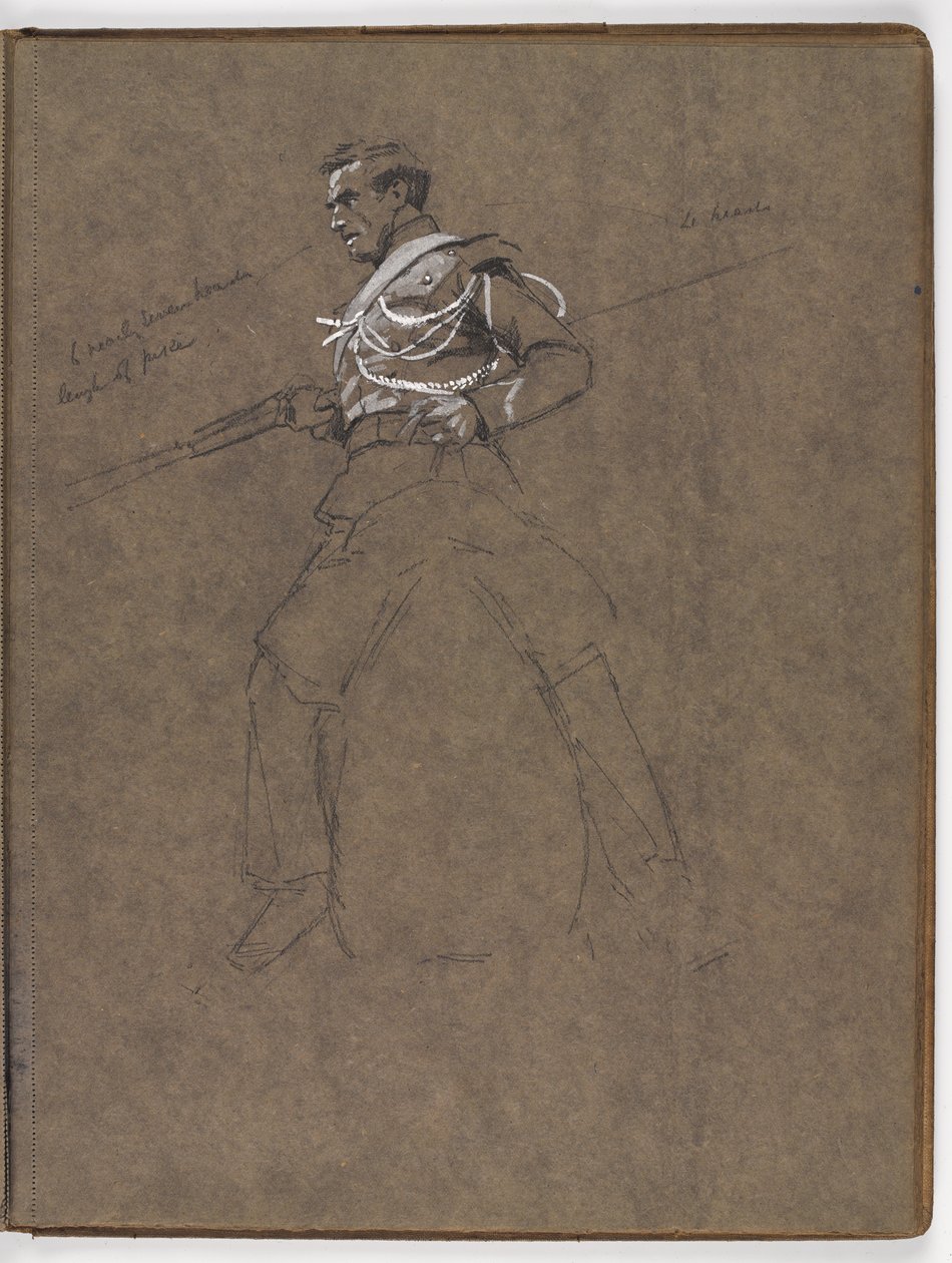 Studie för oljemålningen av William Barns Wollen, ?Flaggan: Albuhera, 16 maj 1811? av William Barnes Wollen