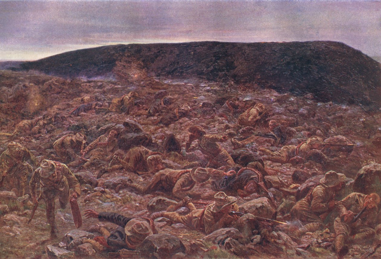 The Imperial Light Horse på Waggon Hill 6 januari 1900, illustration från Cassells History of England, 1900-talet av William Barnes Wollen