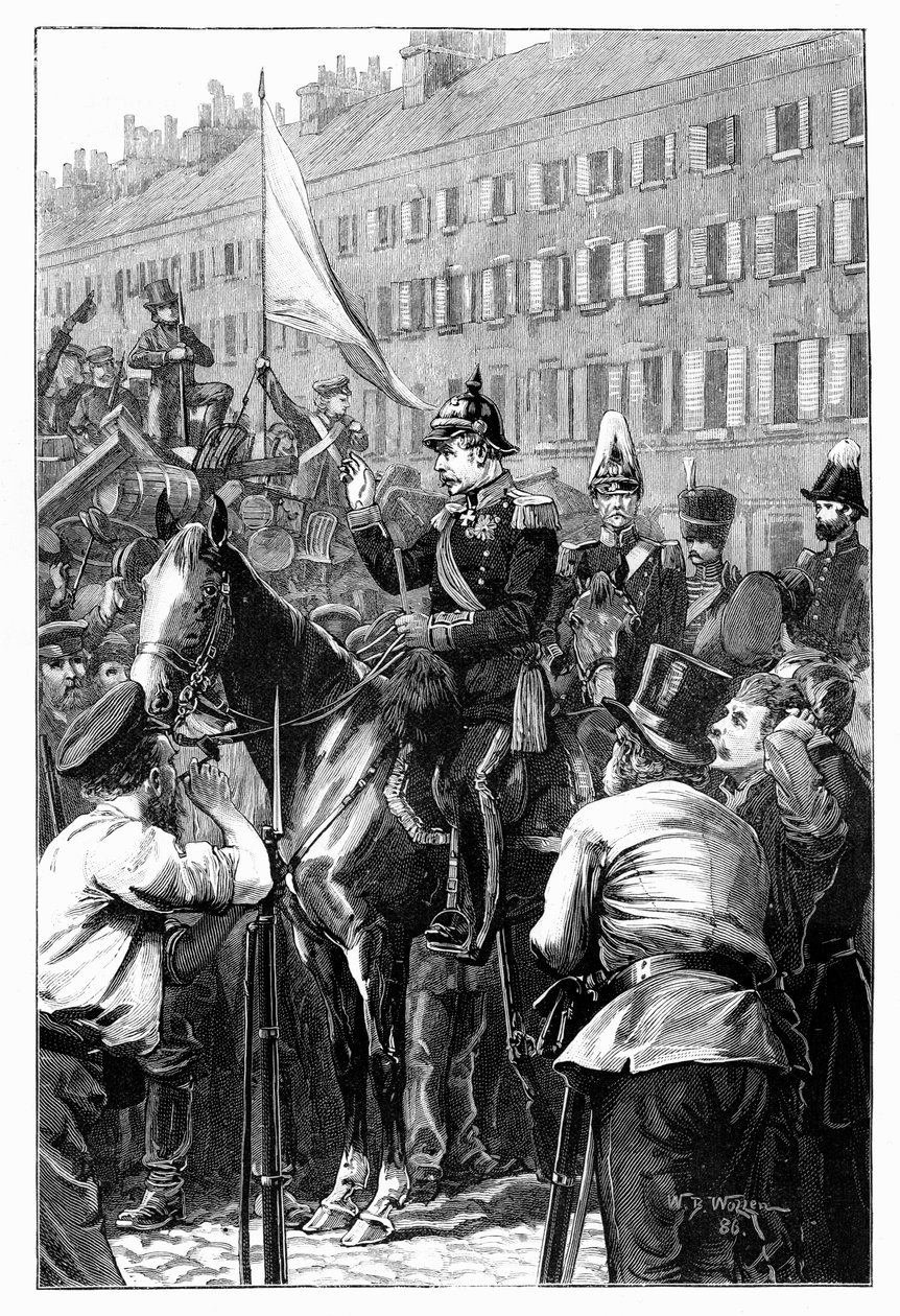 Kungen av Preussen tilltalar berlinarna, 1848, 1900. av William Barnes Wollen