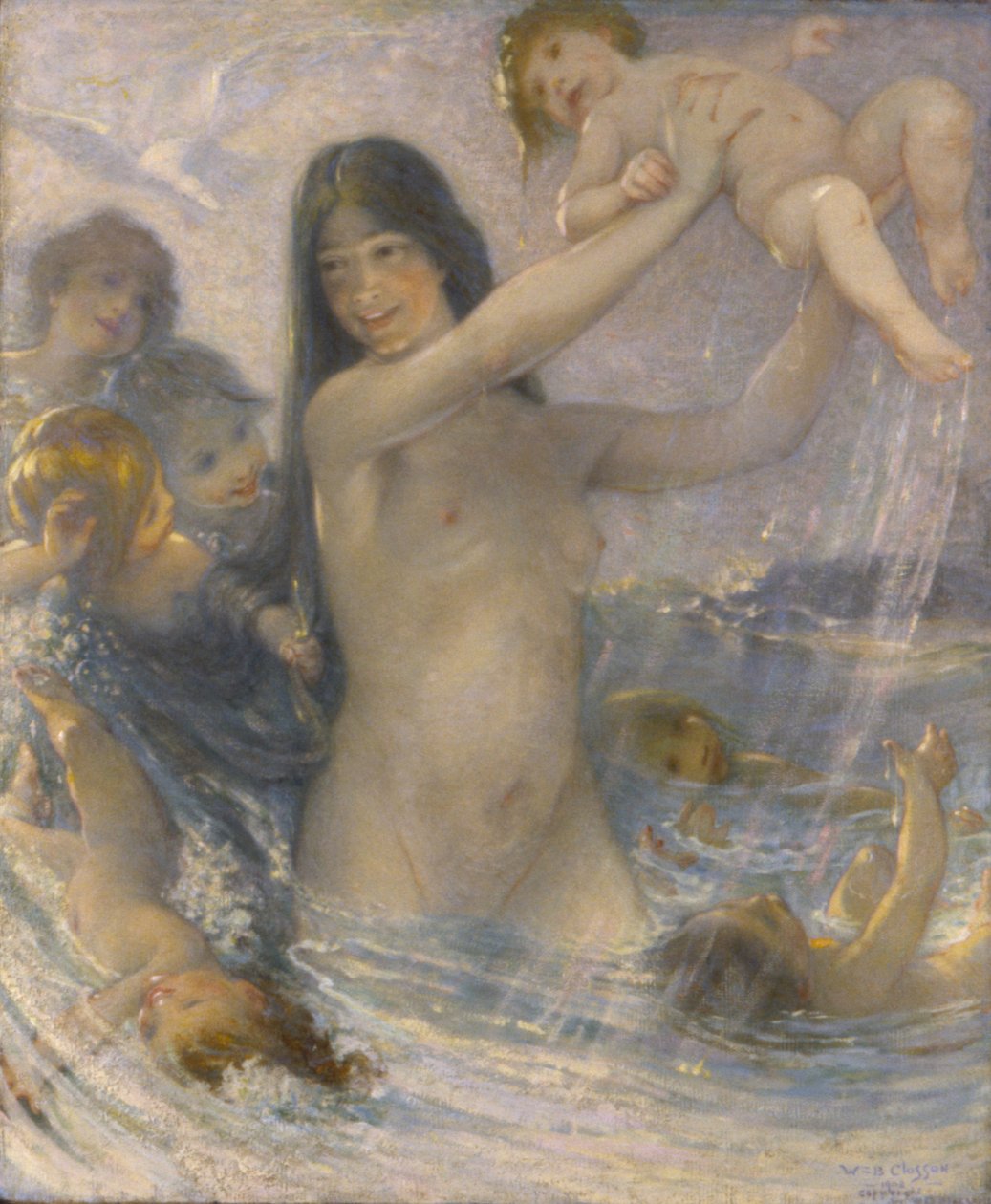 Nymf- och vattenbarn på lek, 1908. av William Baxter Palmer Closson