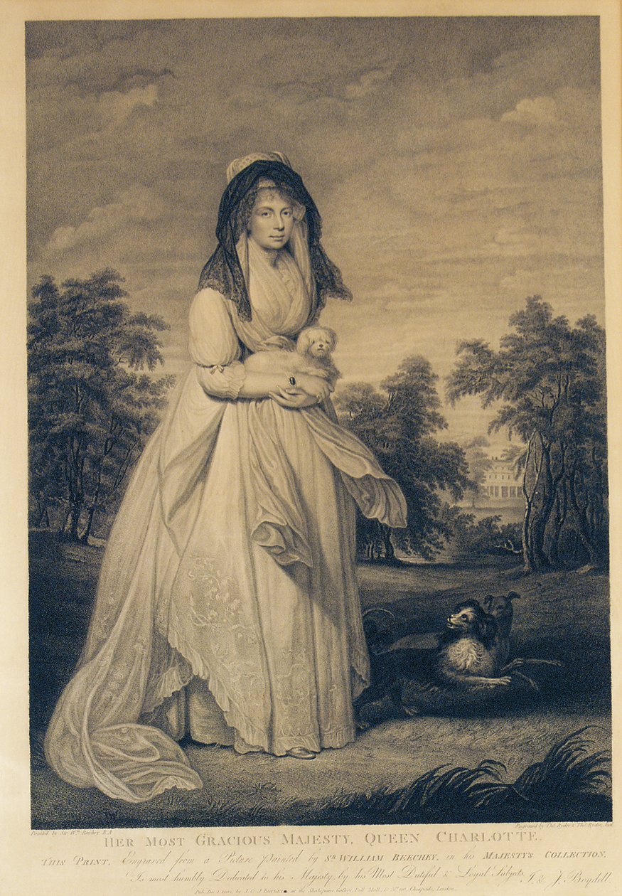 Hennes Nådigaste Majestät Drottning Charlotte, graverad av Thomas Ryder och Thomas Ryder Jnr., 1804 av William Beechey