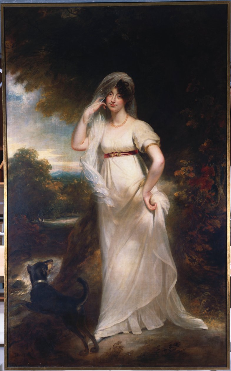 Porträtt av Harriet Wells i ett flodlandskap av William Beechey