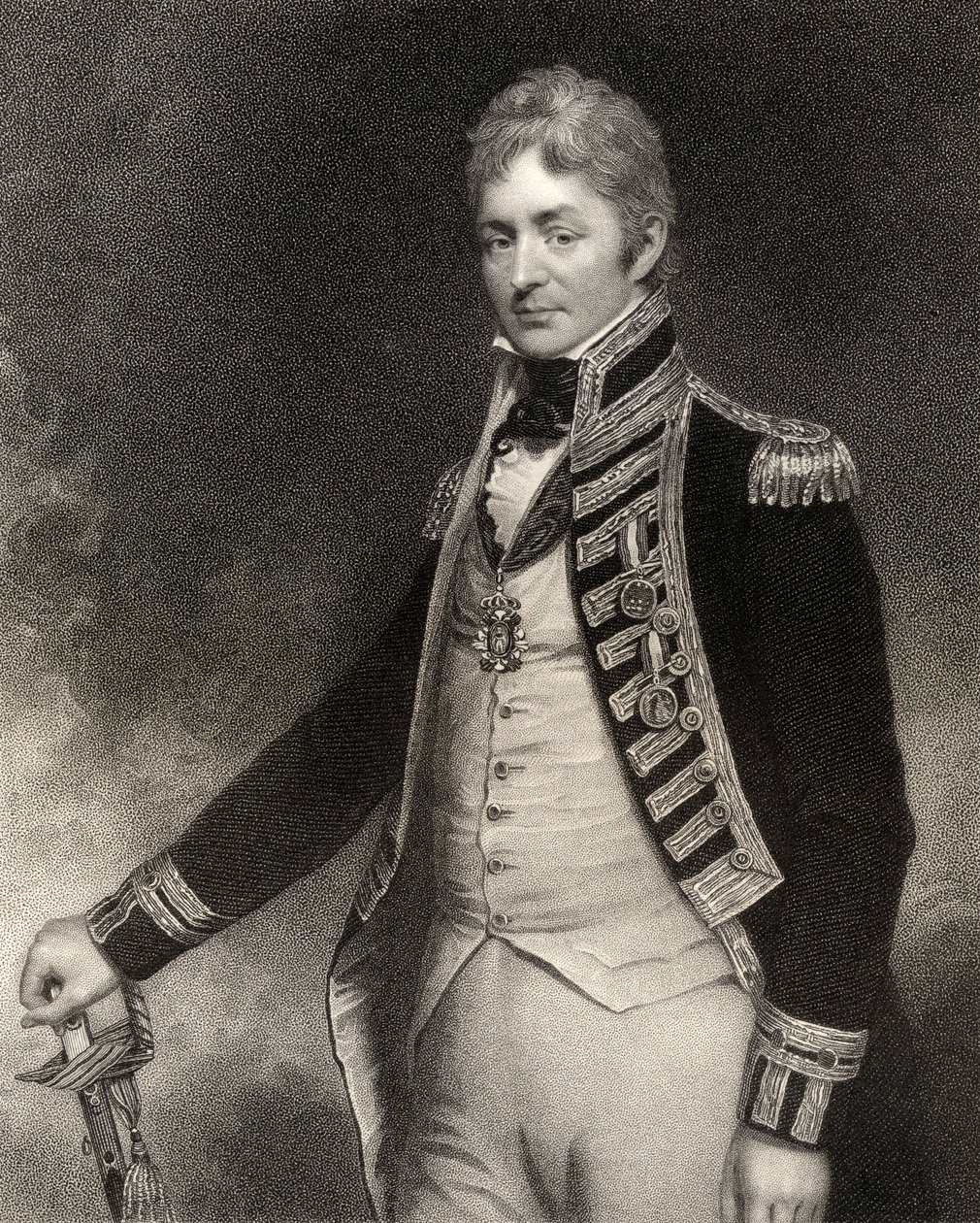 Sir Thomas Troubridge, 1st Baronet, graverad av W. Holl, från 