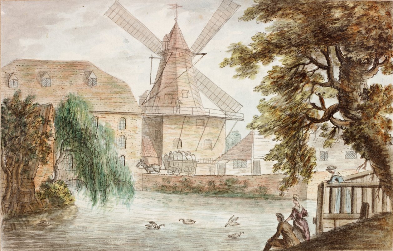 River Scene (penna och akvarell på papper) av William Beilby