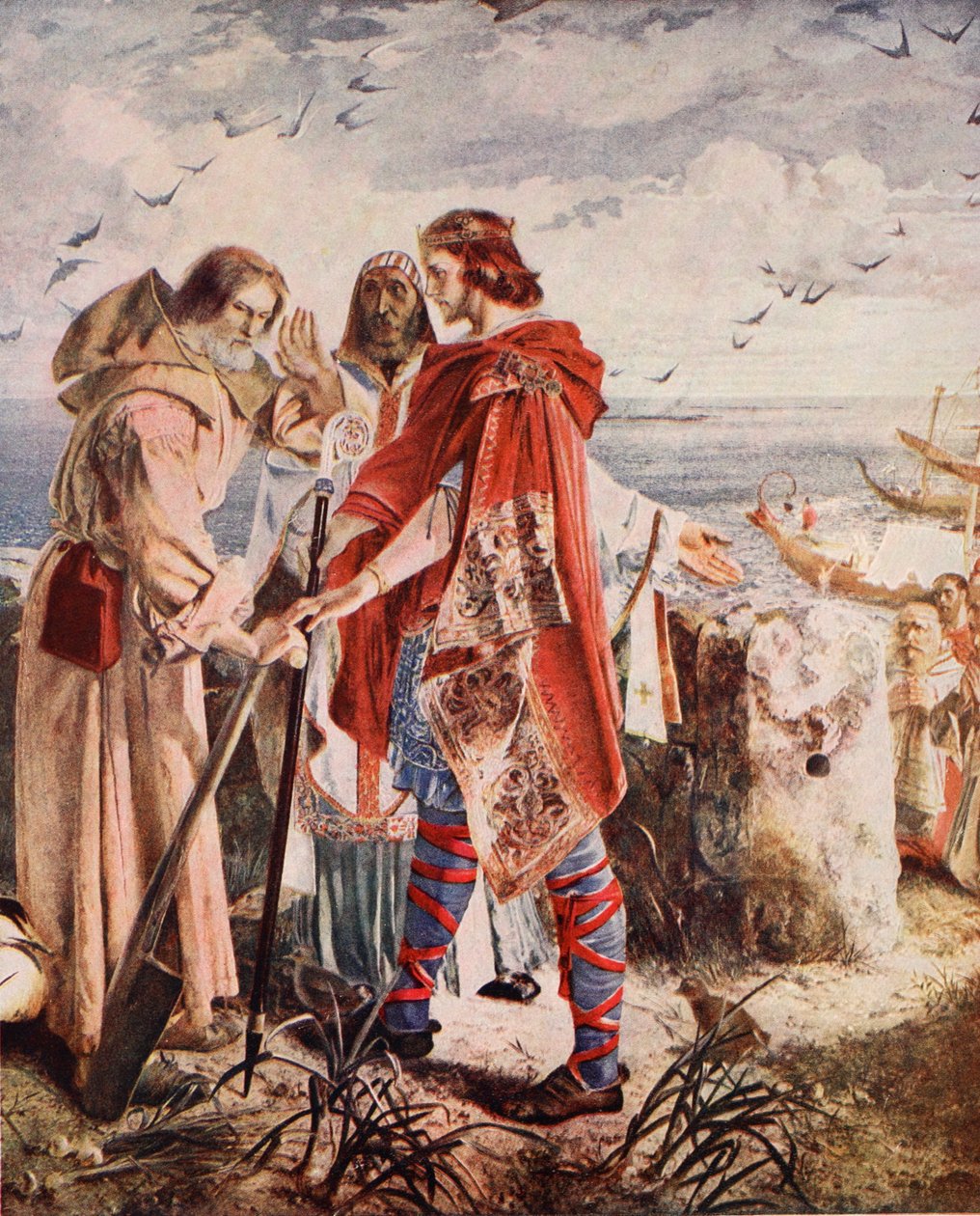 Egfrith erbjuder biskopssätet i Hexham till Cuthbert, 678, illustration från "Hutchinson