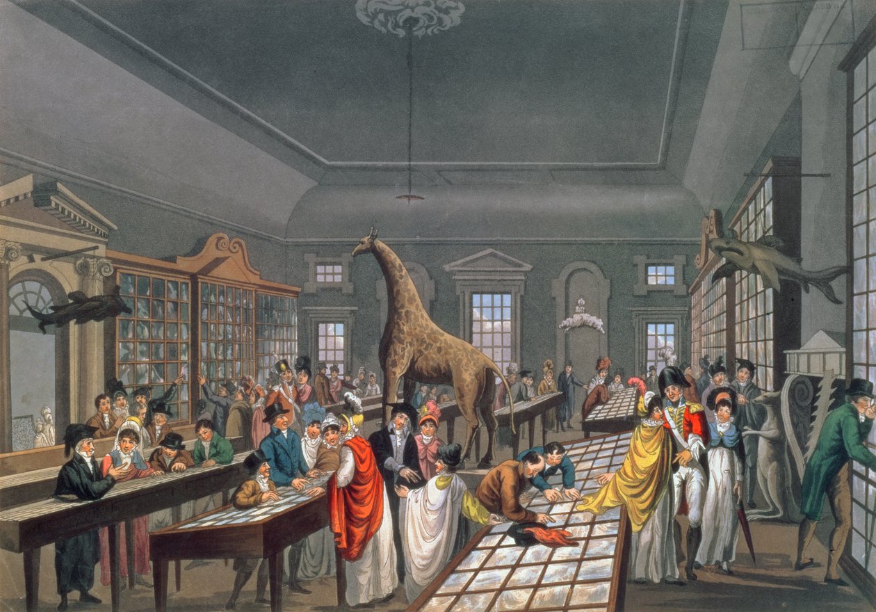 Interiör av den egyptiska hallen, Piccadilly, etsad av konstnären, ca 1815-25 (akvatint) av William Benjamin Sarsfield Taylor
