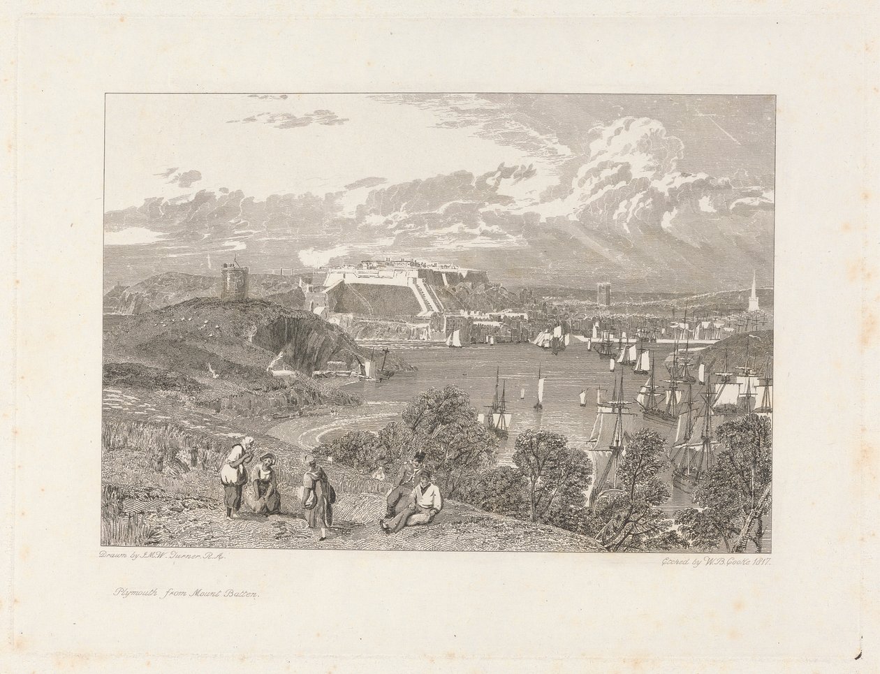 Plymouth, från Mount Batten av William Bernard Cooke