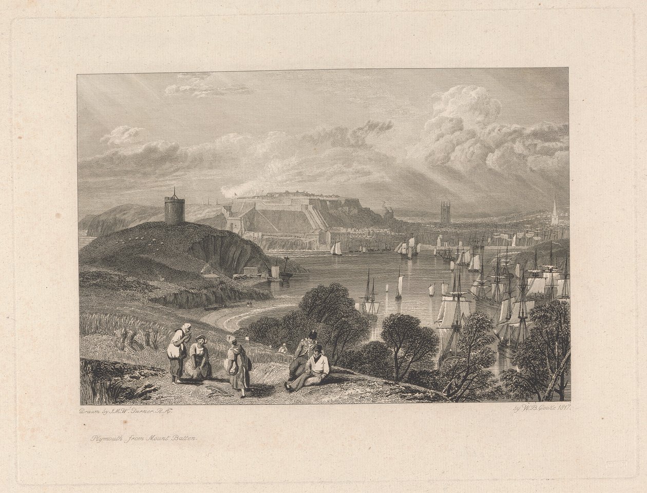 Plymouth, från Mount Batten av William Bernard Cooke
