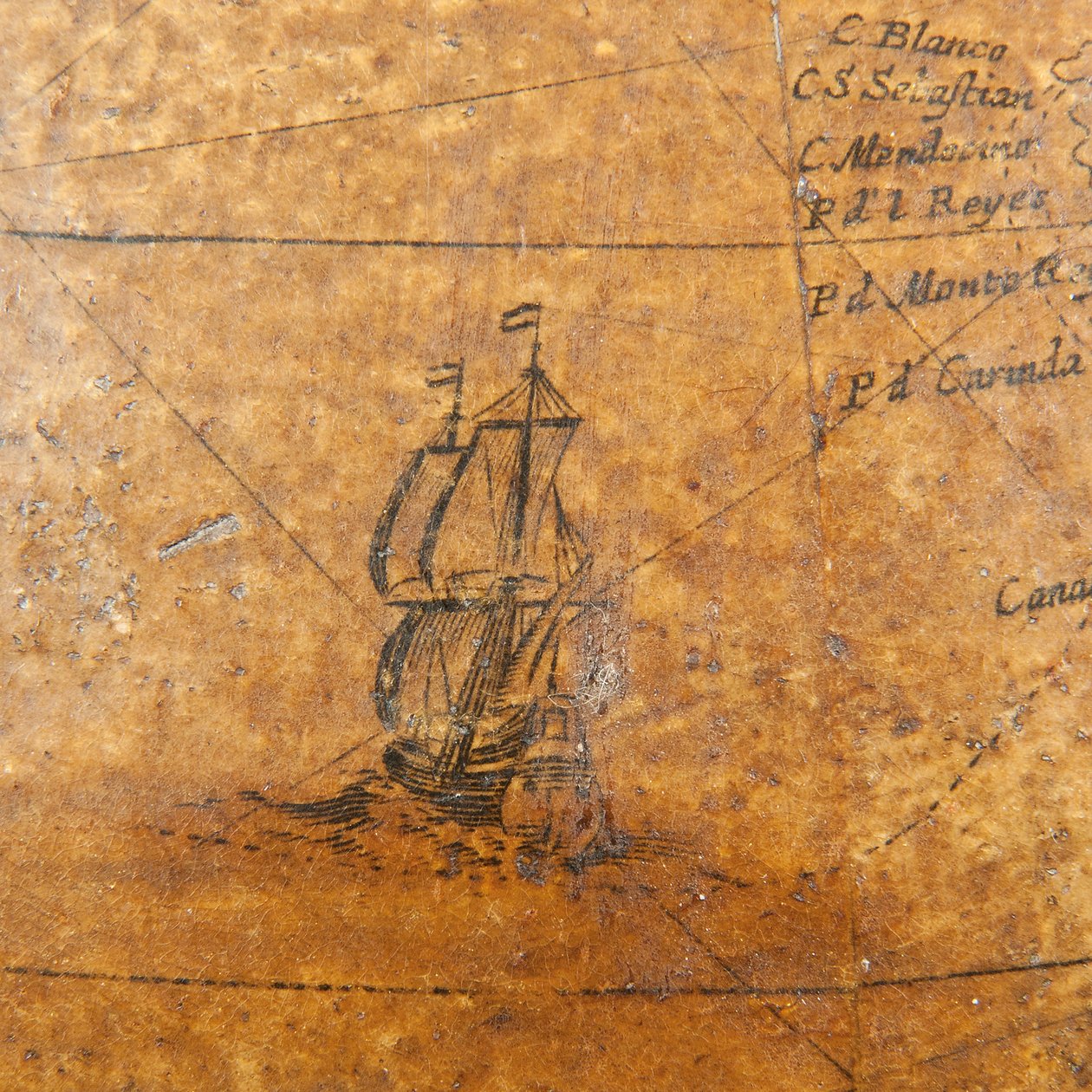 Tidig engelsk jordglob, ca 1673 av William Berry