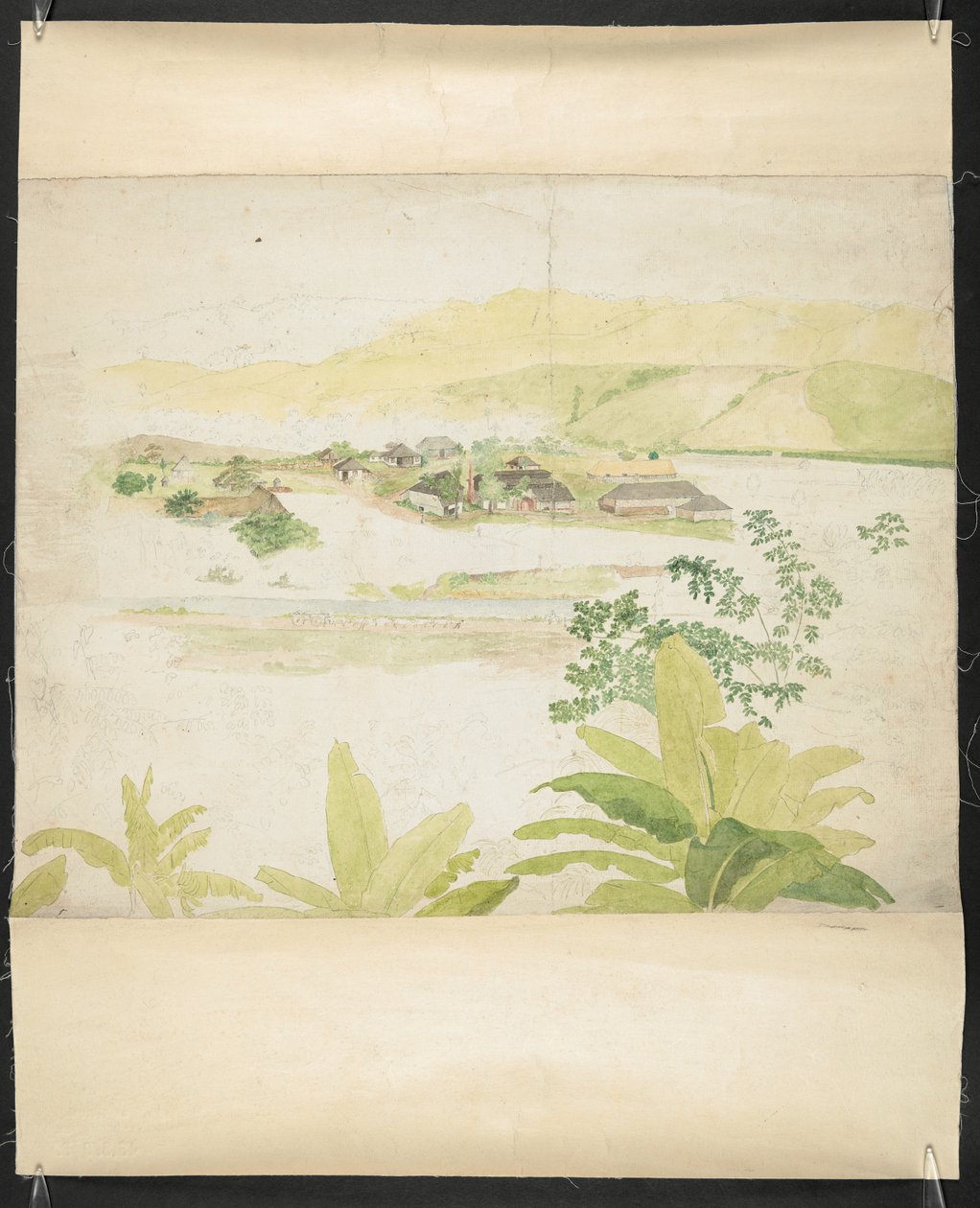 Akvarellteckning av Lucky Valley Estate, Clarendon, Jamaica av William Berryman