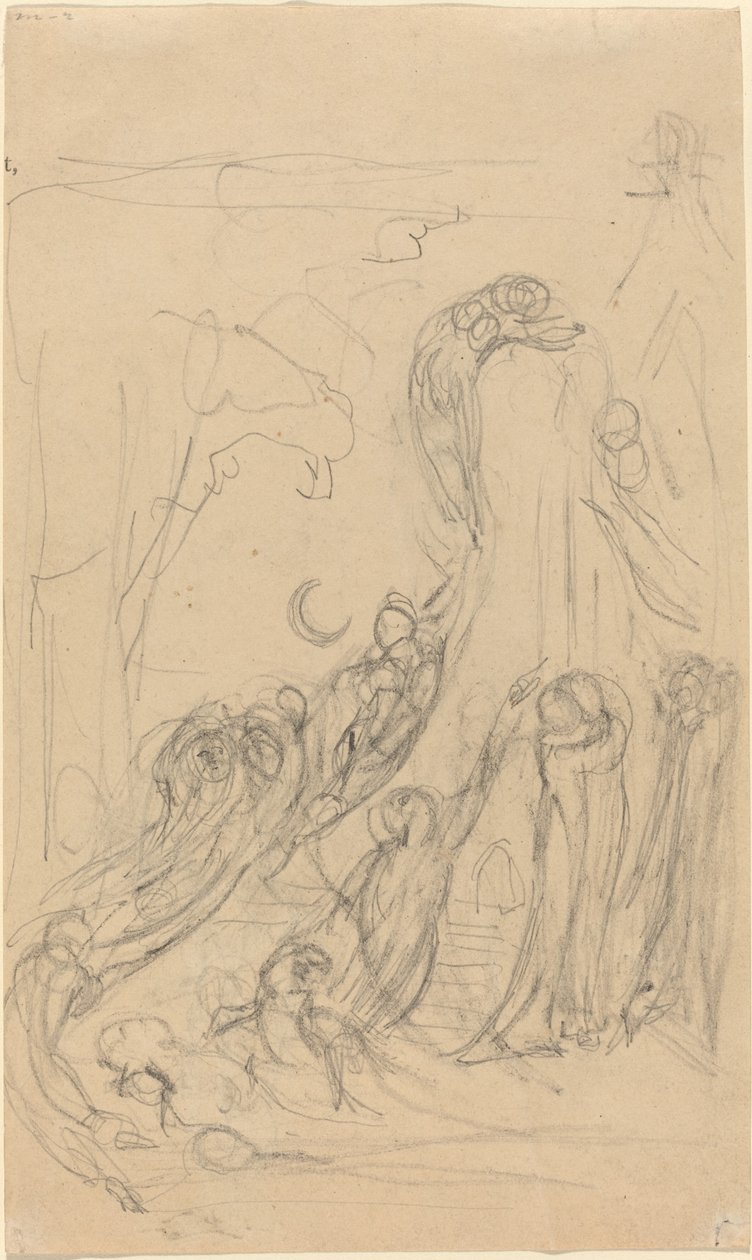 A Resurrection Scene (The Gambols of Ghosts) [recto] av William Blake