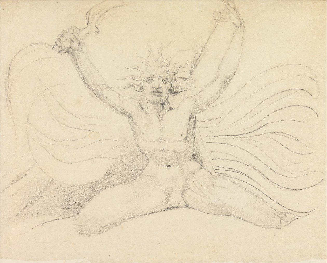Albion som tvingar de fyra zoas till sina rätta uppgifter av William Blake