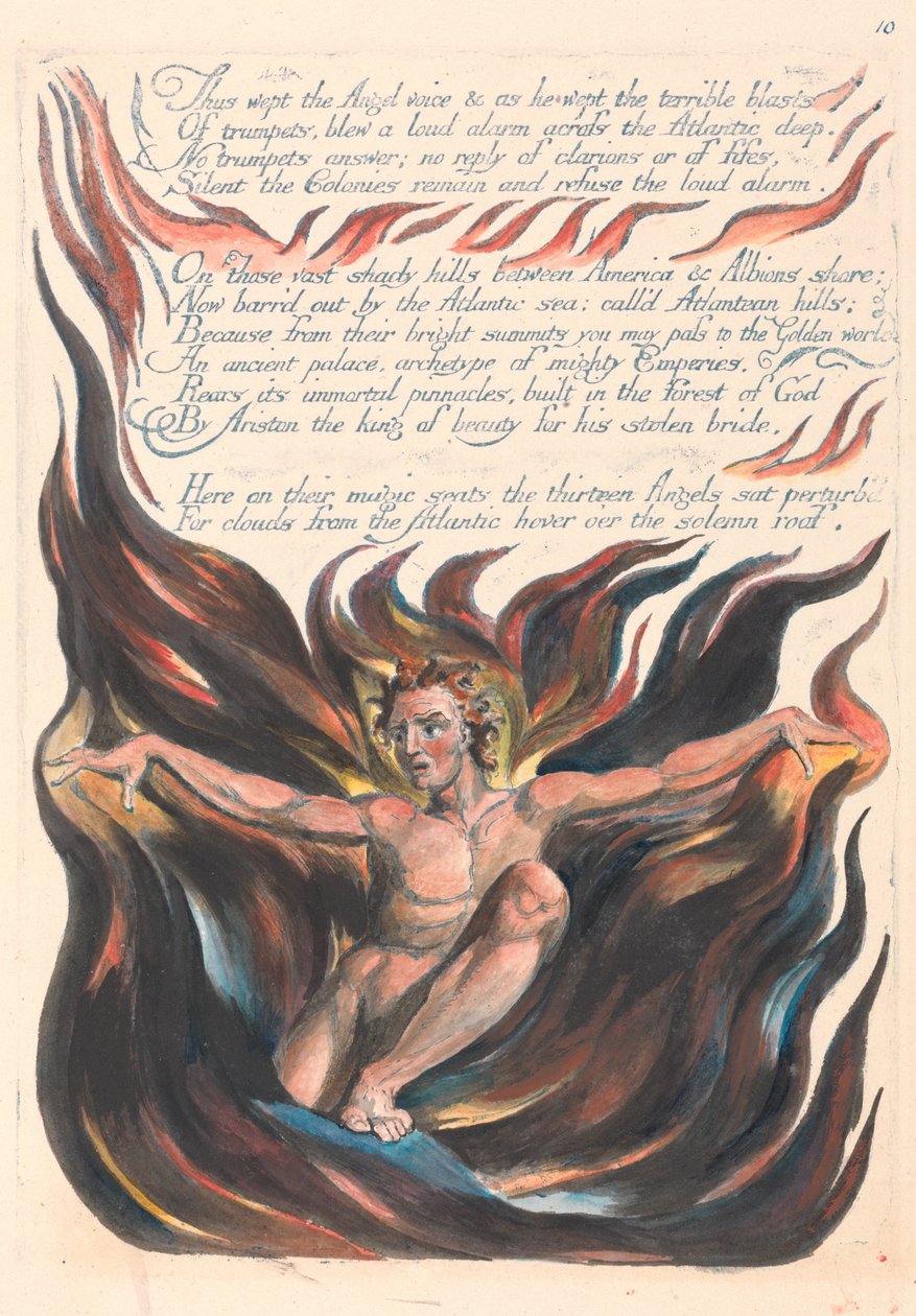 Amerika. En profetia, tavla 12, Så grät ängelrösten.... av William Blake