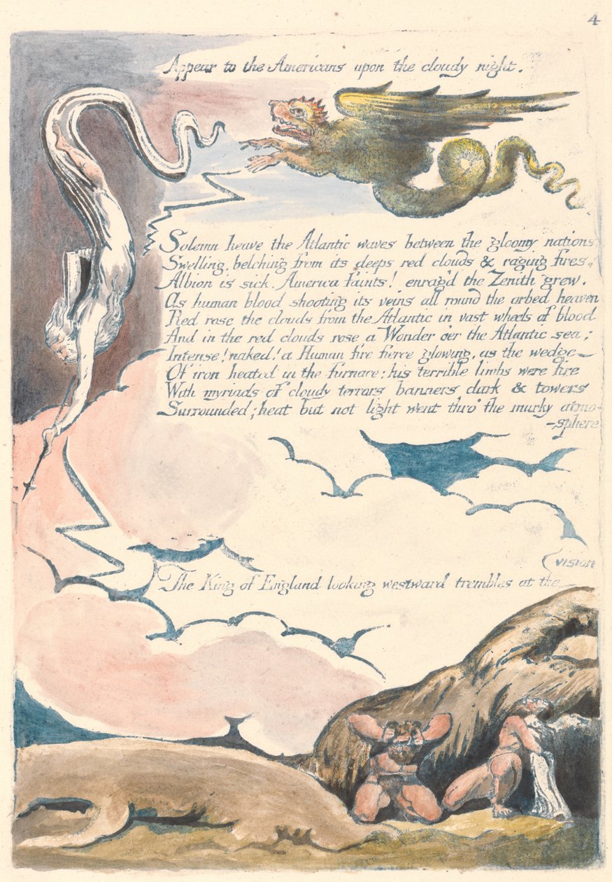 Amerika. En profetia, tavla 6, visas för amerikanerna.... av William Blake