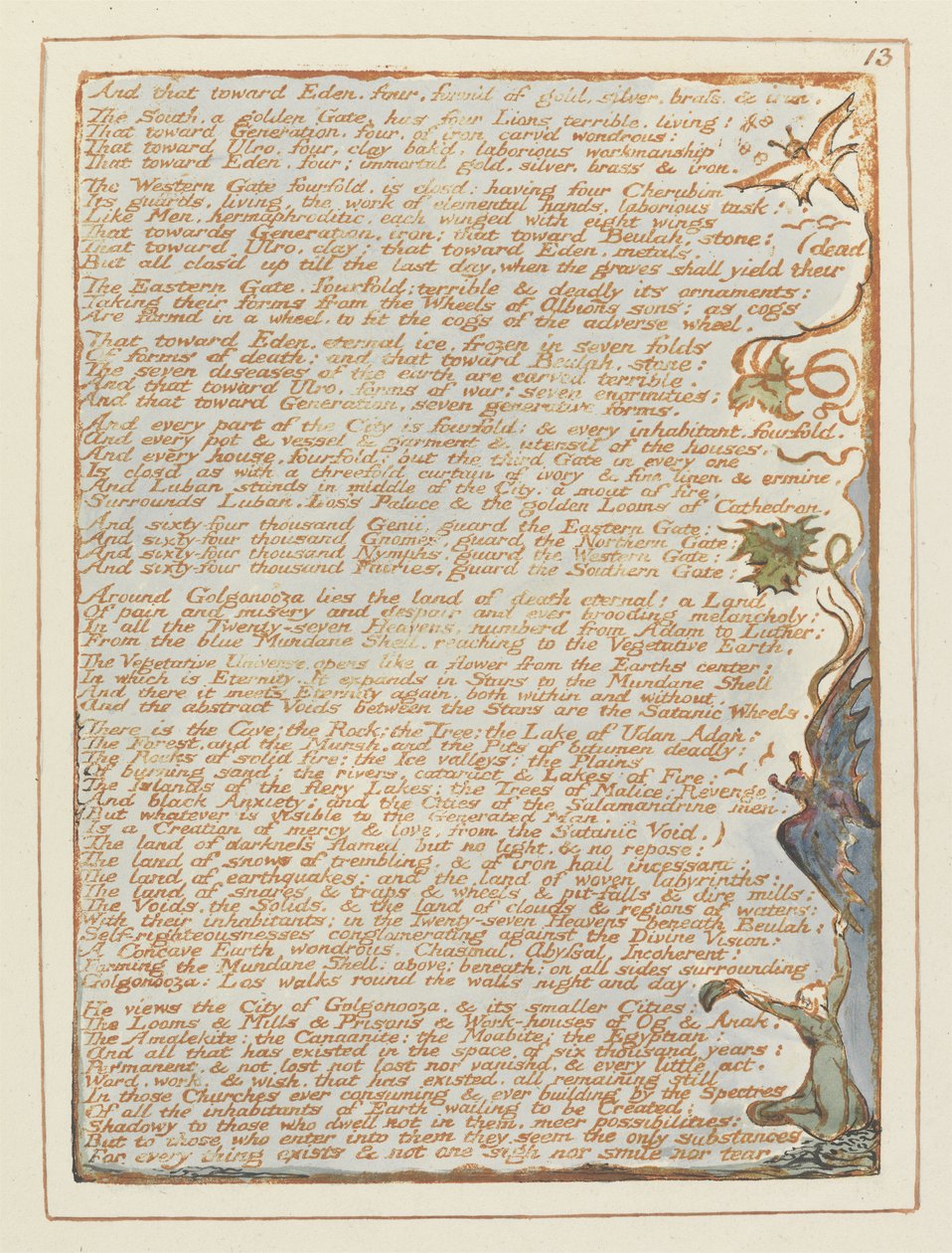 "Och det mot Eden...", platta 13 från "Jerusalem". av William Blake