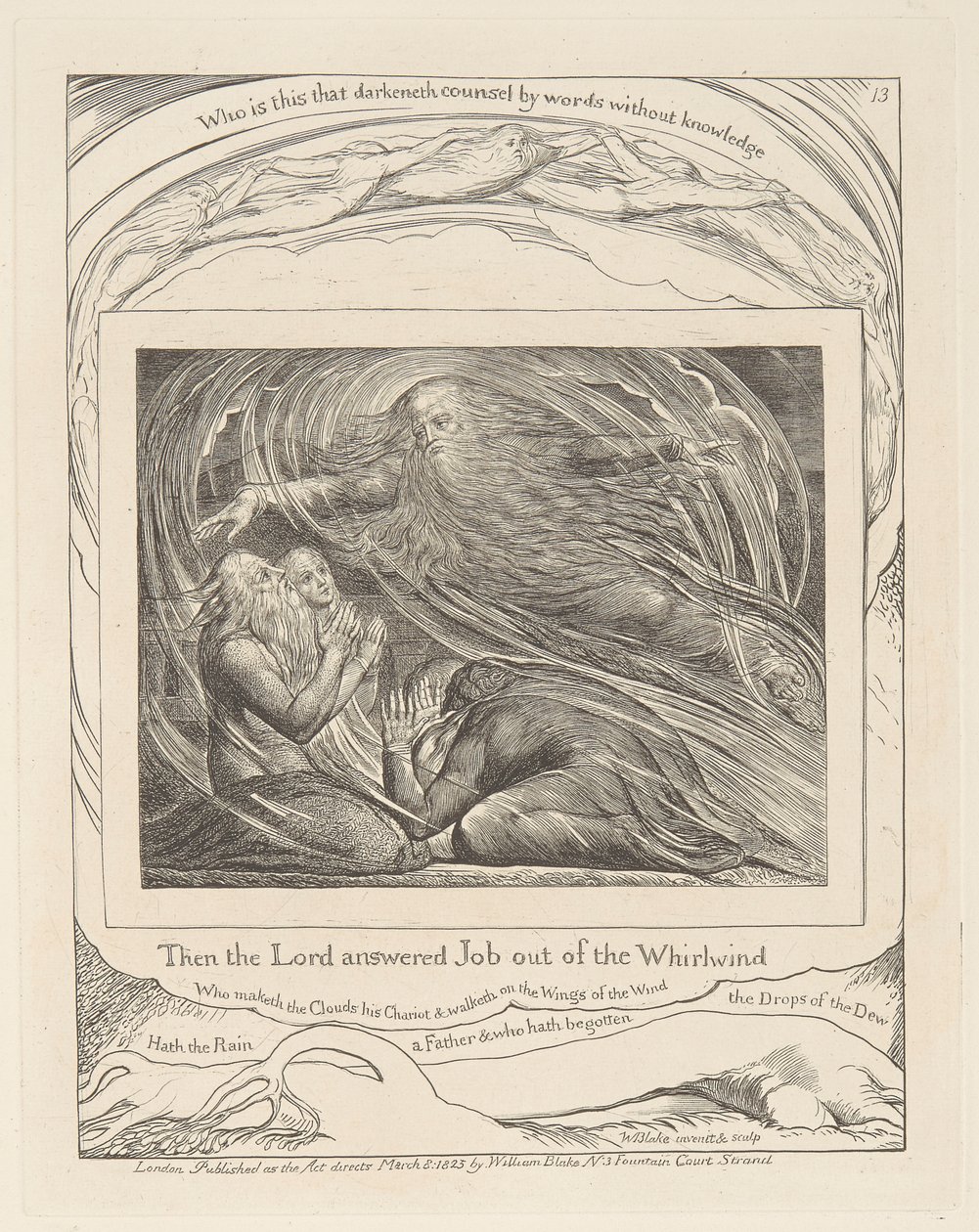 Jobs bok, tavla 13, Herren svarar Job ur virvelvinden av William Blake