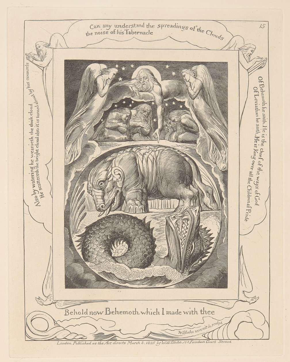 Jobs bok, tavla 15, Behemoth och Leviatan av William Blake
