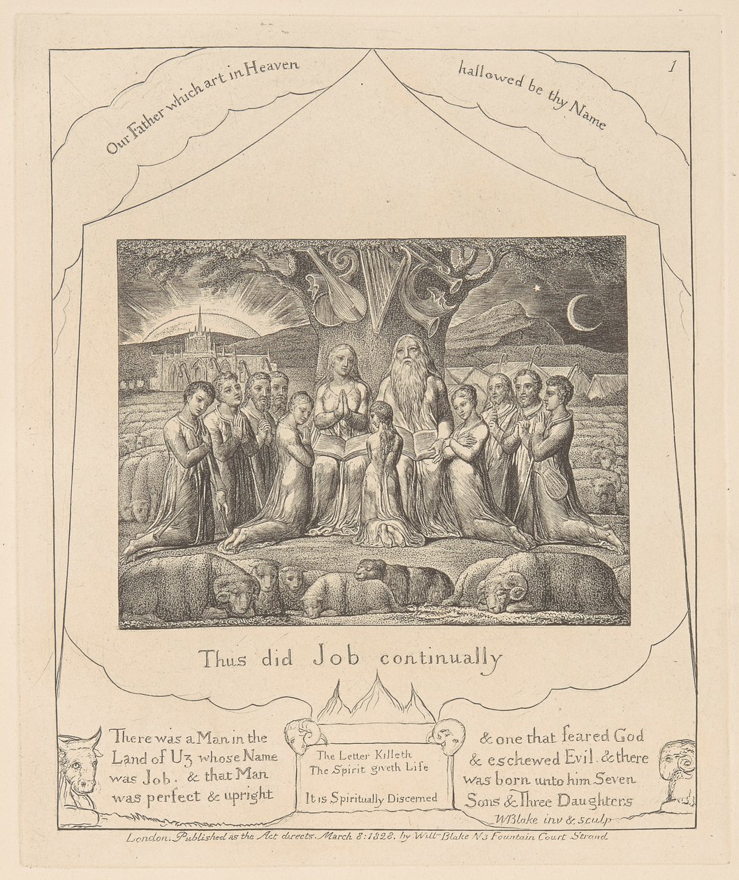 Jobs bok, tavla 1, Job och hans familj av William Blake