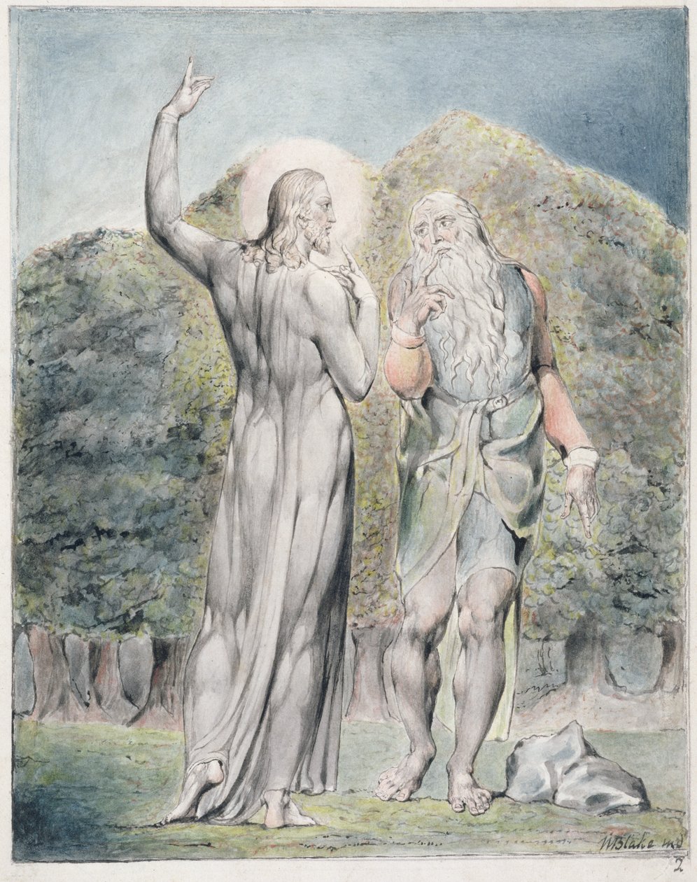 Kristus frestad av Satan att förvandla stenarna till bröd, illustration från 