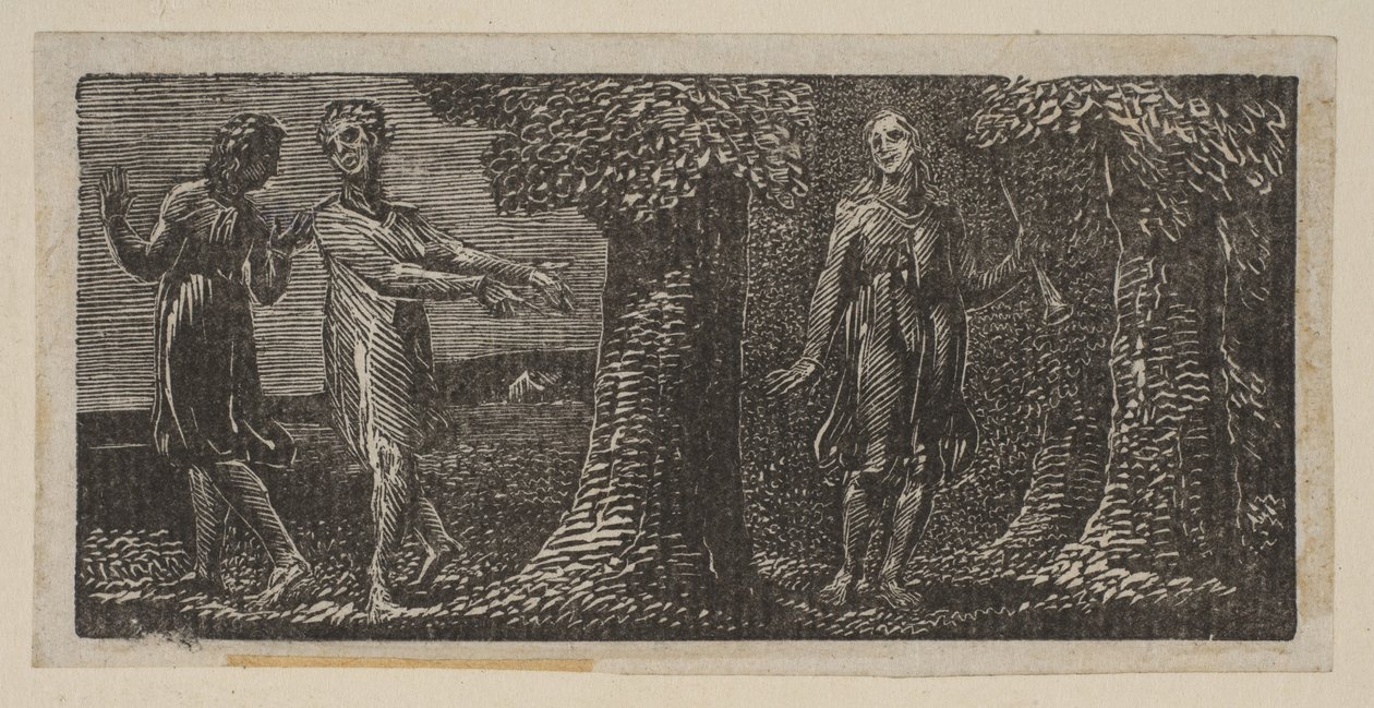 Colinet mocked by Two Boys, från Thorntons Pastorals of Virgil, 1821. av William Blake
